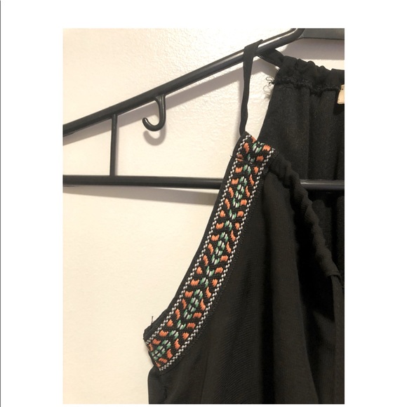 Long Black Dress Halter Neck with Mesh details - Picture 3 of 6